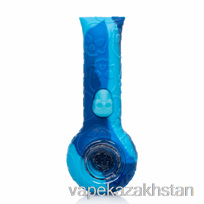 Vape Smoke Stratus Silicone Skull Hand Pipe Marble Blue (Baby Blue / Blue)